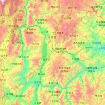 Topografische Karte 永胜县, Höhe, Relief