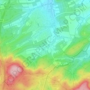 Topografische Karte Lehrensteinsfeld, Höhe, Relief