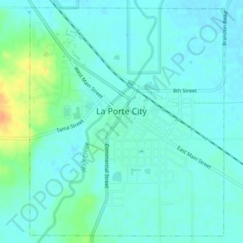 Topografische Karte La Porte City, Höhe, Relief