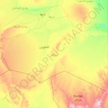 Topografische Karte Munizip Murzuq, Höhe, Relief