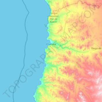 Topografische Karte Chañaral, Höhe, Relief