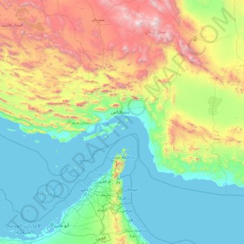 Topografische Karte Hormozgan, Höhe, Relief