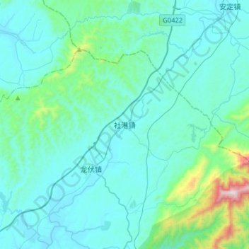 Topografische Karte 社港镇, Höhe, Relief
