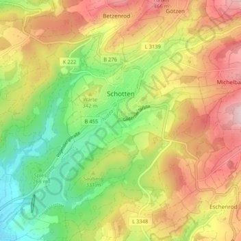 Topografische Karte Schotten, Höhe, Relief