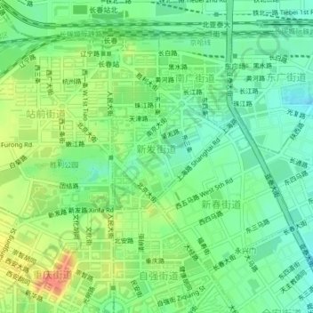 Topografische Karte 新发街道, Höhe, Relief