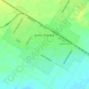 Topografische Karte Justo Daract, Höhe, Relief