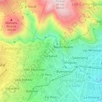 Topografische Karte La Salud, Höhe, Relief