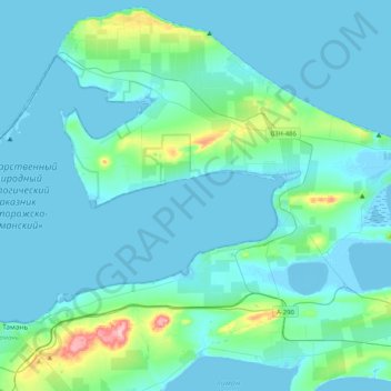 Topografische Karte Таманский залив, Höhe, Relief