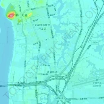 Topografische Karte 湾里街道, Höhe, Relief