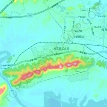 Topografische Karte 分宜县工业园, Höhe, Relief