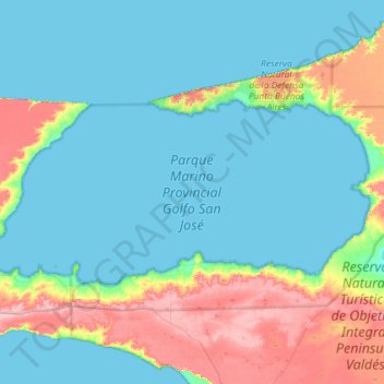 Topografische Karte Golfo San José, Höhe, Relief