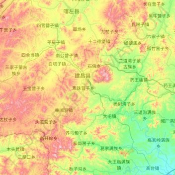 Topografische Karte 建昌县, Höhe, Relief