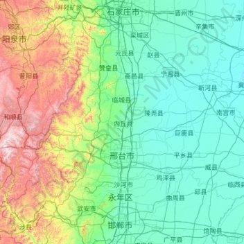Topografische Karte 邢台市, Höhe, Relief
