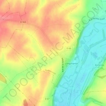 Topografische Karte Longchamps, Höhe, Relief