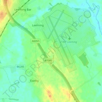 Topografische Karte Exelby, Leeming and Londonderry, Höhe, Relief