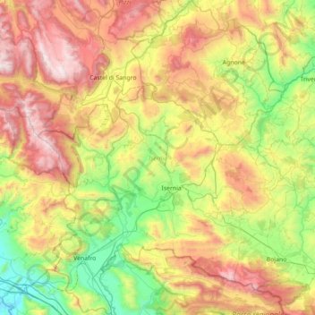 Topografische Karte Isernia, Höhe, Relief