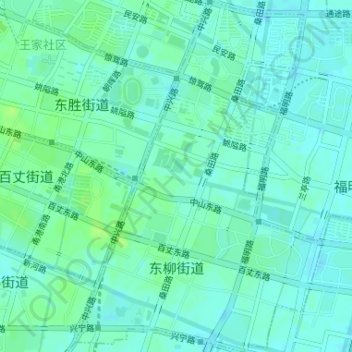 Topografische Karte 东柳街道, Höhe, Relief