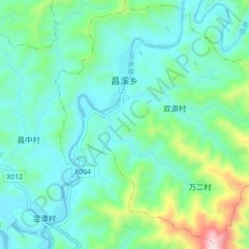 Topografische Karte 昌溪乡, Höhe, Relief