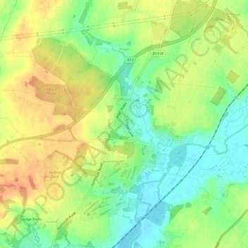 Topografische Karte Ufford, Höhe, Relief