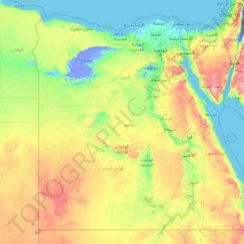 Topografische Karte Egypt, Höhe, Relief