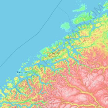 Topografische Karte Möre und Romsdal, Höhe, Relief