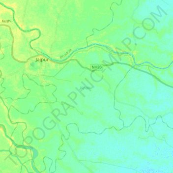 Topografische Karte Jajapur, Höhe, Relief