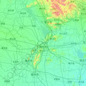 Topografische Karte 徐州市, Höhe, Relief