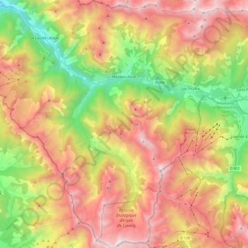 Topografische Karte Méolans-Revel, Höhe, Relief