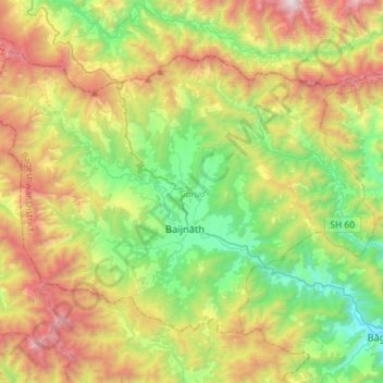 Topografische Karte Garud, Höhe, Relief