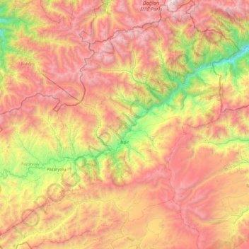 Topografische Karte İspir, Höhe, Relief