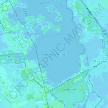 Topografische Karte Paterswoldsemeer, Höhe, Relief