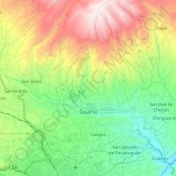 Topografische Karte Guano, Höhe, Relief