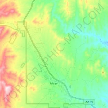 Topografische Karte Mayer, Höhe, Relief
