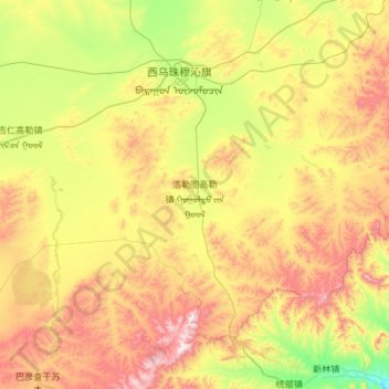 Topografische Karte 浩勒图高勒镇, Höhe, Relief