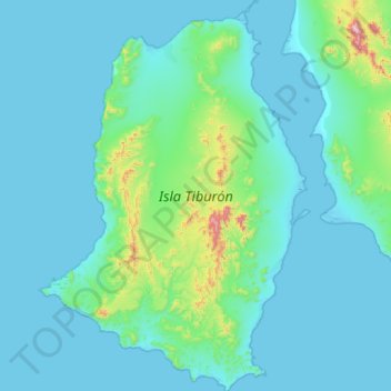 Topografische Karte Isla Tiburón, Höhe, Relief