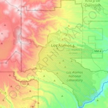 Topografische Karte Los Alamos County, Höhe, Relief