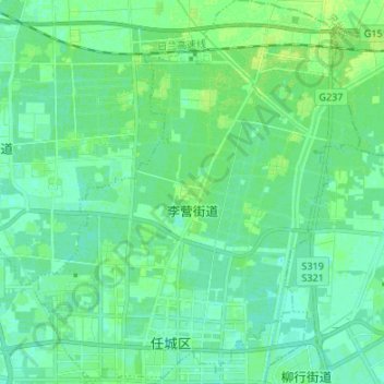 Topografische Karte 李营街道, Höhe, Relief