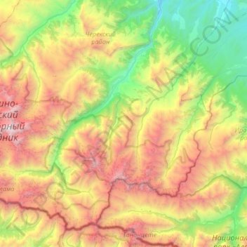 Topografische Karte сельское поселение Верхняя Балкария, Höhe, Relief