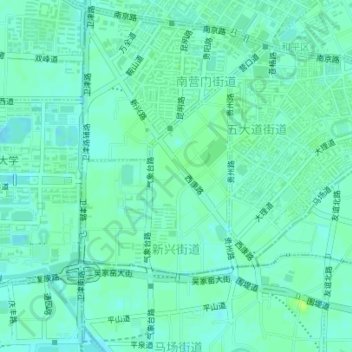 Topografische Karte 新兴街道, Höhe, Relief