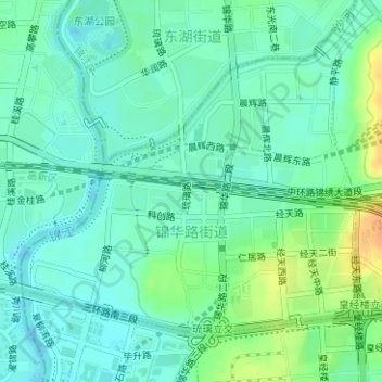 Topografische Karte 锦华路街道, Höhe, Relief