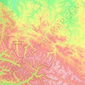 Topografische Karte Верхнегутарское сельское поселение, Höhe, Relief