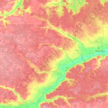 Topografische Karte Шатровский муниципальный округ, Höhe, Relief