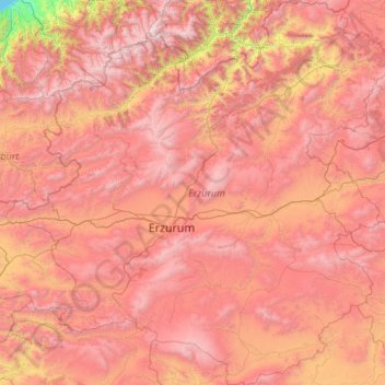 Topografische Karte Erzurum, Höhe, Relief