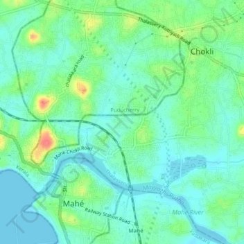 Topografische Karte New Mahe, Höhe, Relief