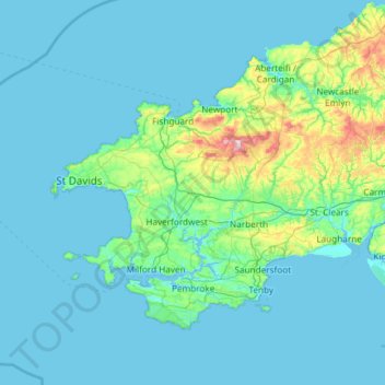 Topografische Karte Pembrokeshire, Höhe, Relief