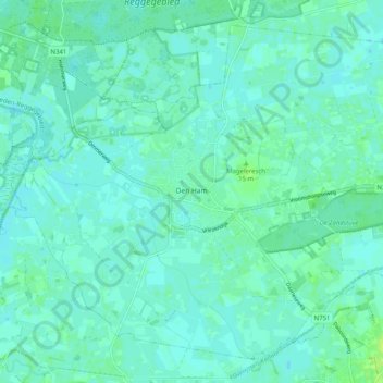 Topografische Karte Den Ham, Höhe, Relief