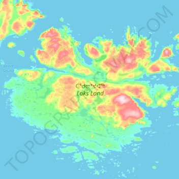 Topografische Karte Loks Land Island, Höhe, Relief