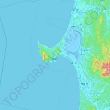 Topografische Karte Oga, Höhe, Relief
