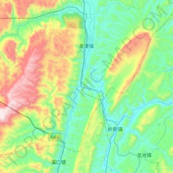 Topografische Karte 龙潭镇, Höhe, Relief