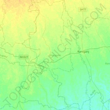 Topografische Karte Bhargama, Höhe, Relief